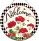 Welcome Sign Wreaths for Front Door Wooden Summer Buffalo Plaid Door Hanger for Outdoor Indoor Outside Porch Farmhouse Home Window Wall Hanging Decoration, 11.81 Inch(Geranium Flower)